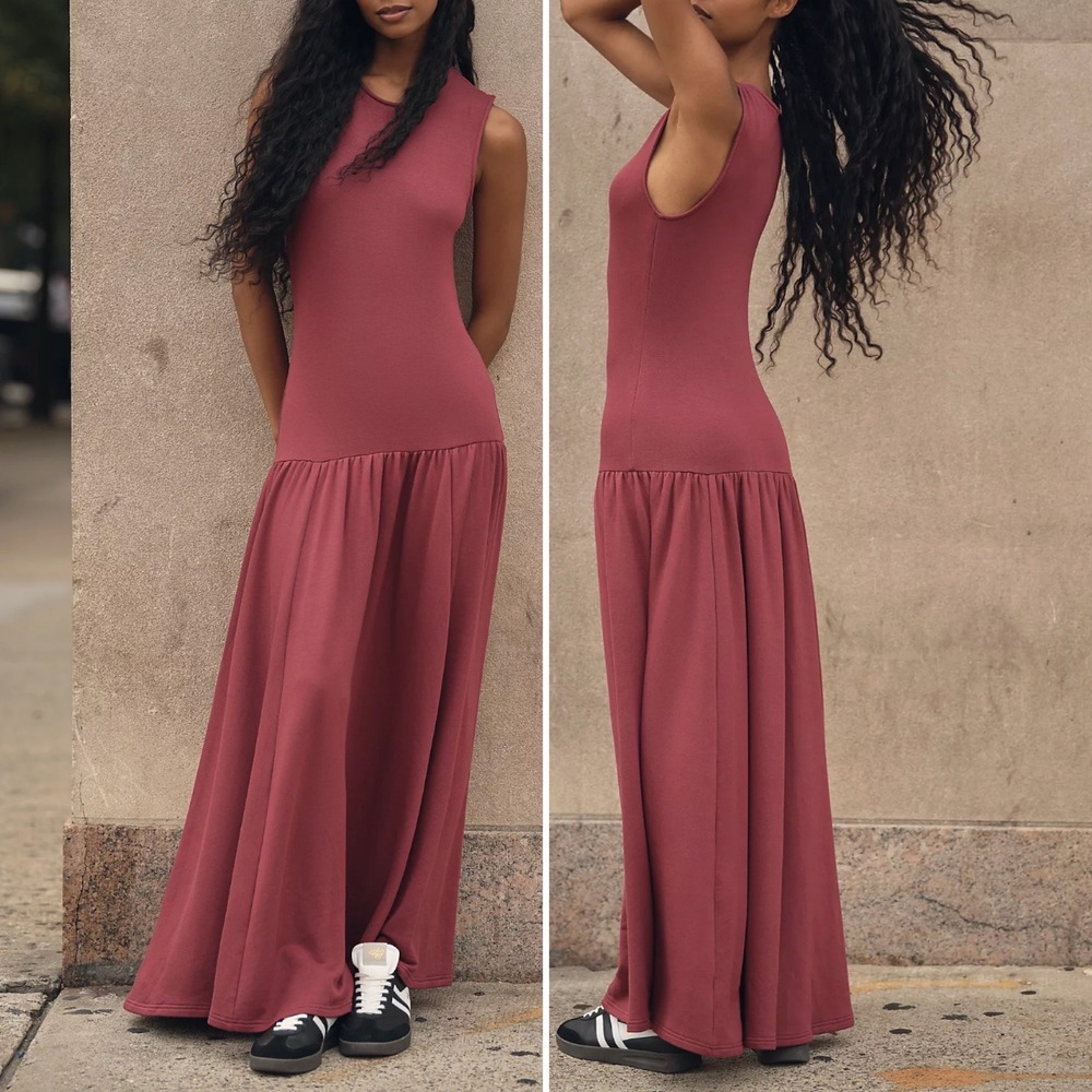 DAILY‎ PRACTICE x ANTHROPOLOGIE Sleeveless Drop-Waist Midi Dress